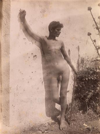 WILHELM VON GLOEDEN (1856-1931) Group of 3 photographs of nude male figures posing en plein air in Taormina, Sicily.